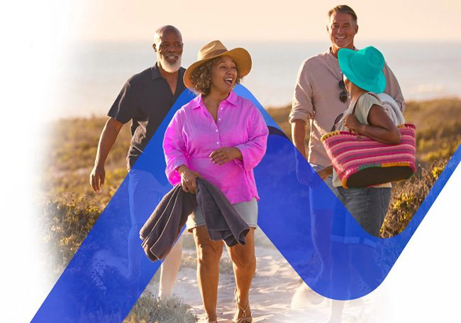 people walking to beach